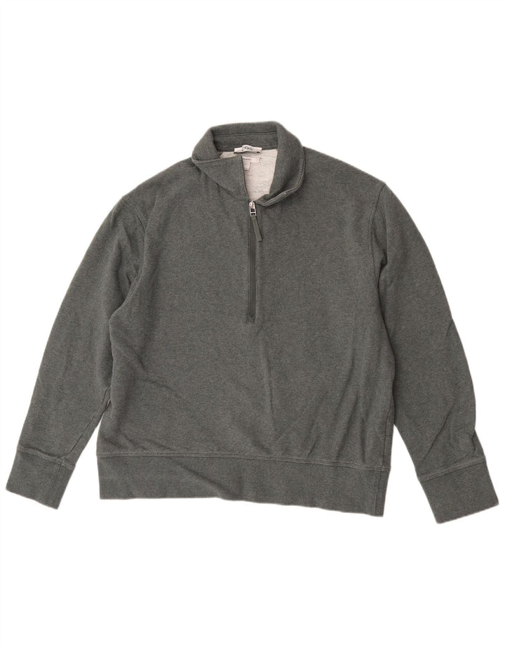 Ανδρικό φούτερ Cos Relaxed Zip Lack Jumper από μεσαίο πράσινο βαμβακερό