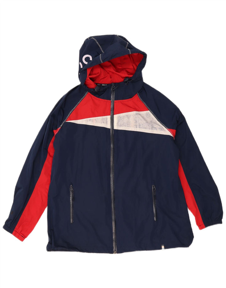 Crew Clothing Γυναικείο γραφικό μπουφάν βροχής UK 12 Medium Navy Blue Colorblock