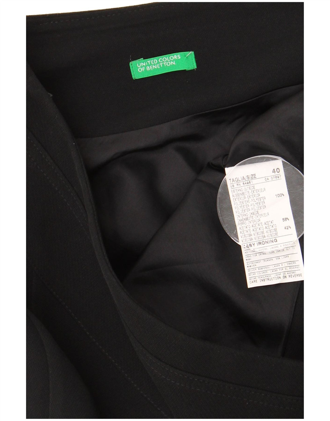 BENETTON Γυναικεία Τρομπέτα Φούστα IT 40 Small W30 Μαύρο Πολυεστέρας
