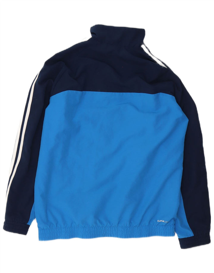 Adidas Boys Climalite Tracksuit Top Jacket 13-14 Years Blue Colourblock