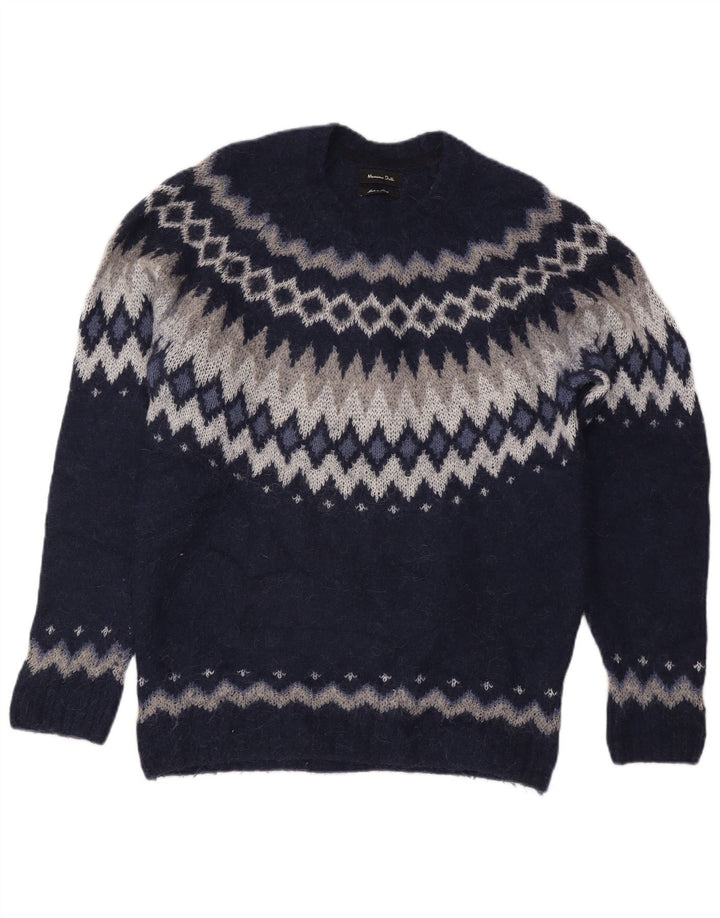 Massimo Dutti Γυναικείο πουλόβερ με λαιμόκοψη UK 16 Large Navy Blue