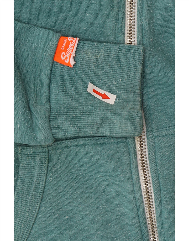 Ανδρικό πουλόβερ με κουκούλα με φερμουάρ Superdry, βαμβακερό μεσαίο πράσινο