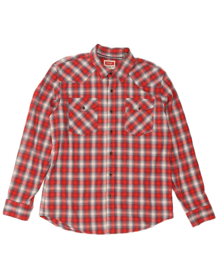 Ανδρικό φανελένιο πουκάμισο Wrangler μεγάλο κόκκινο βαμβακερό
