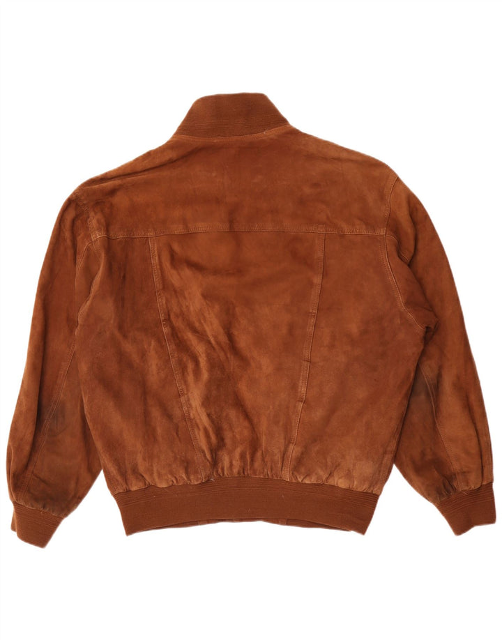 Essebi Ανδρικό Suede Bomber Jacket EU 46 Small Brown Δερμάτινο Loose Fit