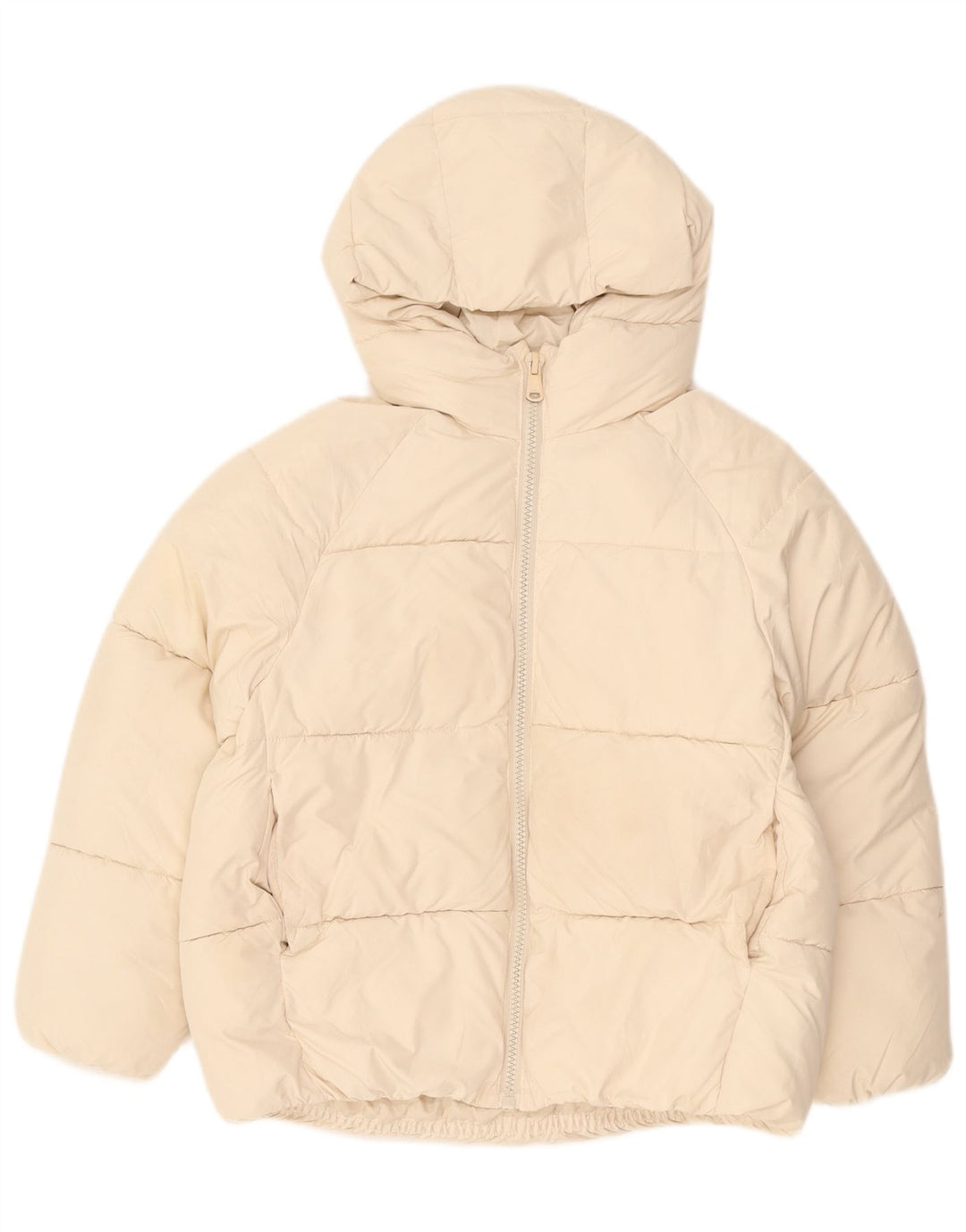 Zara Girls Hooded Jacket 11-12 Years Beige Polyester