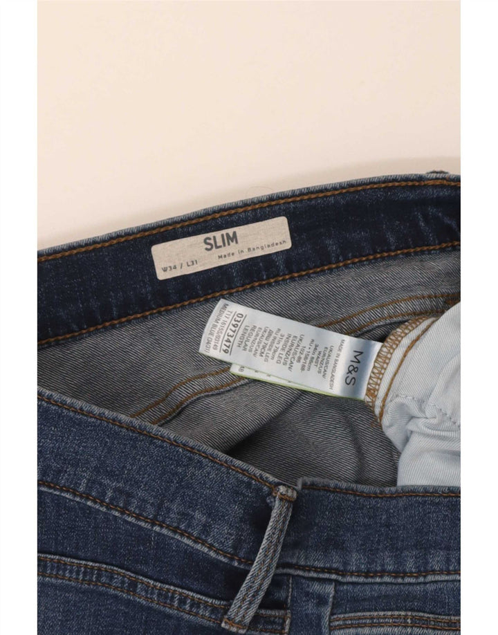 Ανδρικό Slim Jeans Marks & Spencer W34 L31 Blue Cotton