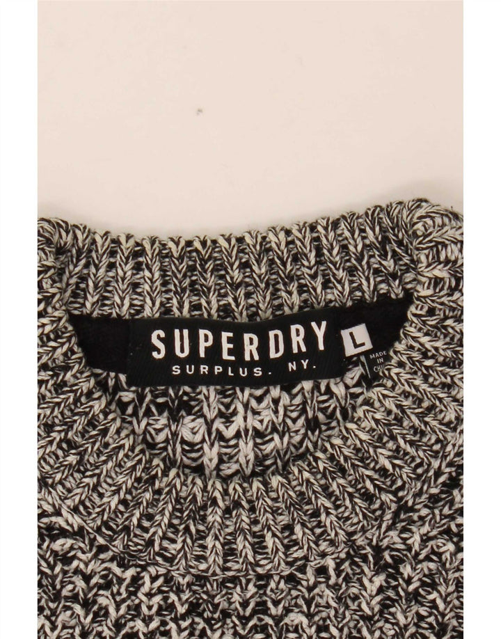 Superdry Ανδρικό πουλόβερ με λαιμόκοψη με μεγάλο γκρι χρώμα