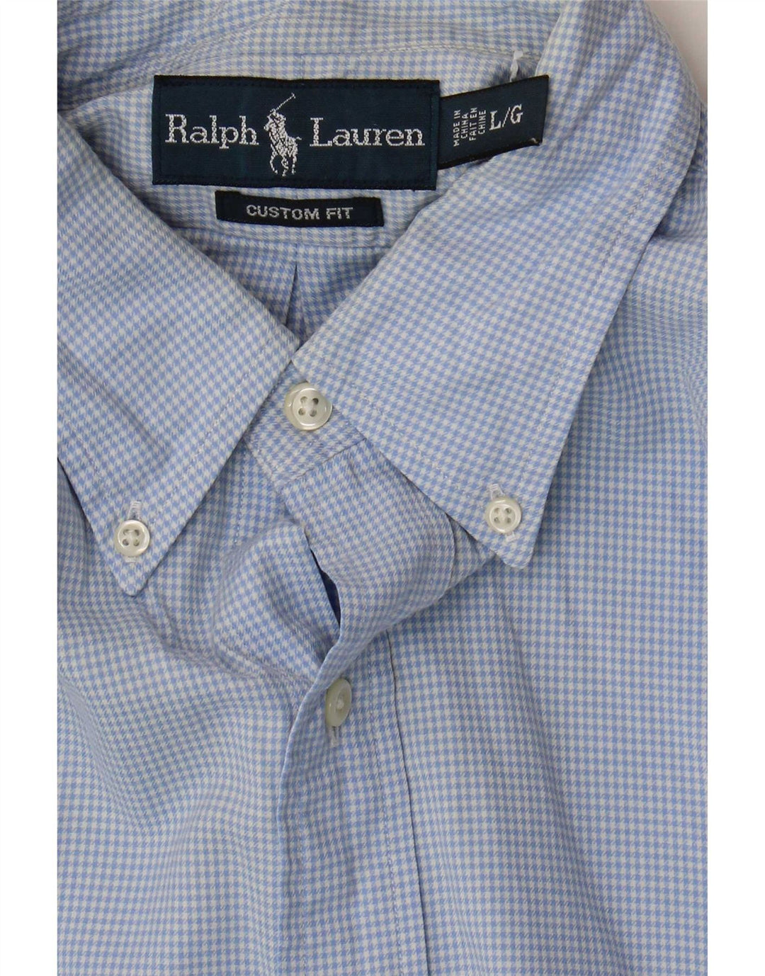 Ralph Lauren Ανδρικό πουκάμισο προσαρμοσμένης εφαρμογής μεγάλο μπλε βαμβακερό