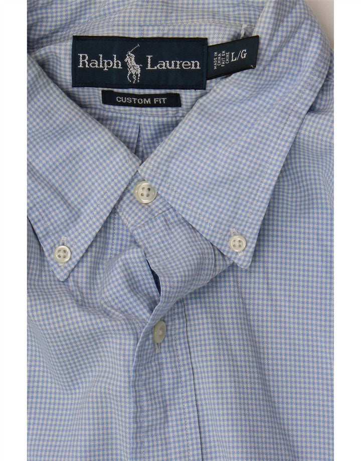 Ralph Lauren Ανδρικό πουκάμισο προσαρμοσμένης εφαρμογής μεγάλο μπλε βαμβακερό