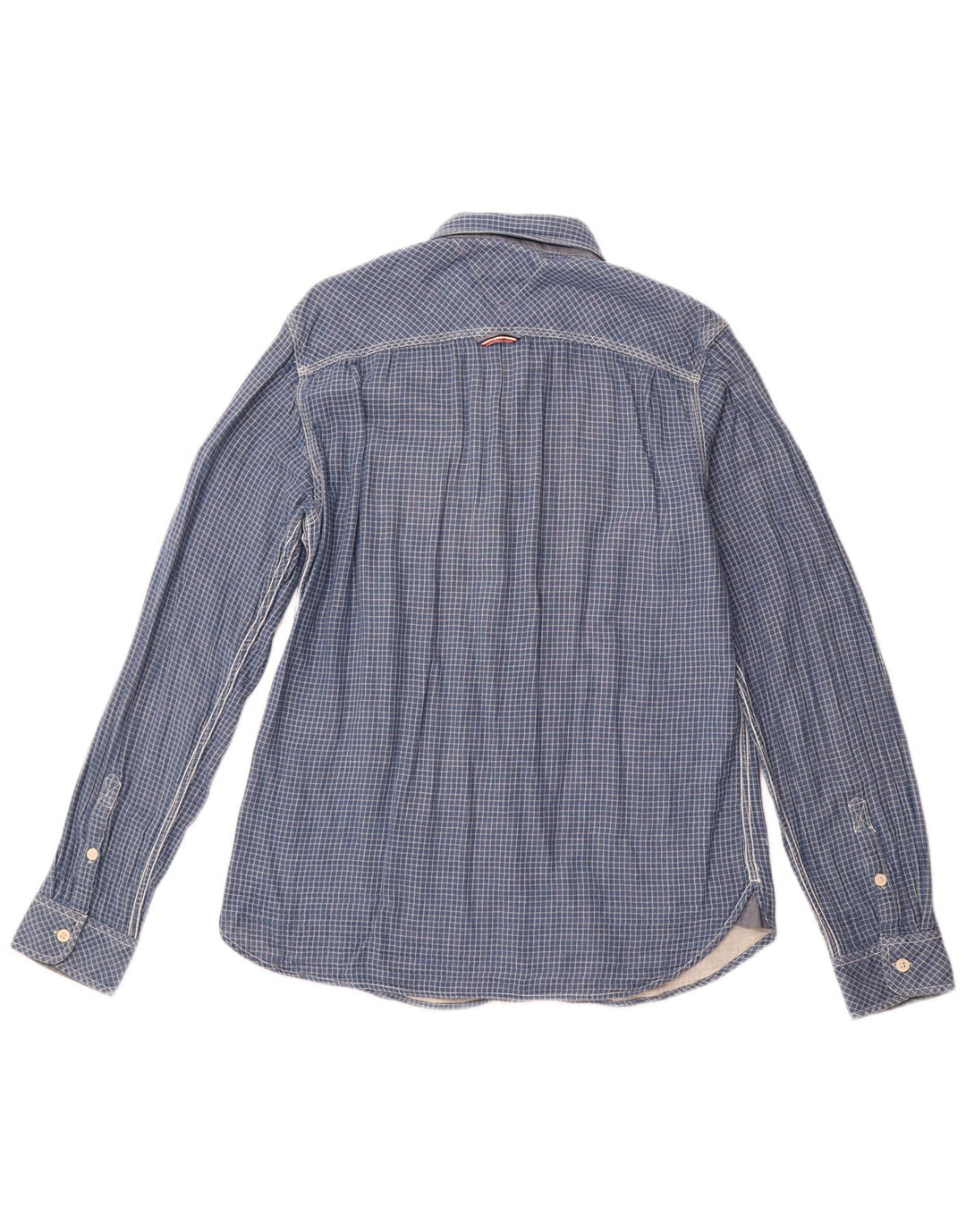 TOMMY HILFIGER Ανδρικό πουκάμισο μεσαίο μπλε ναυτικό καρό βαμβακερό