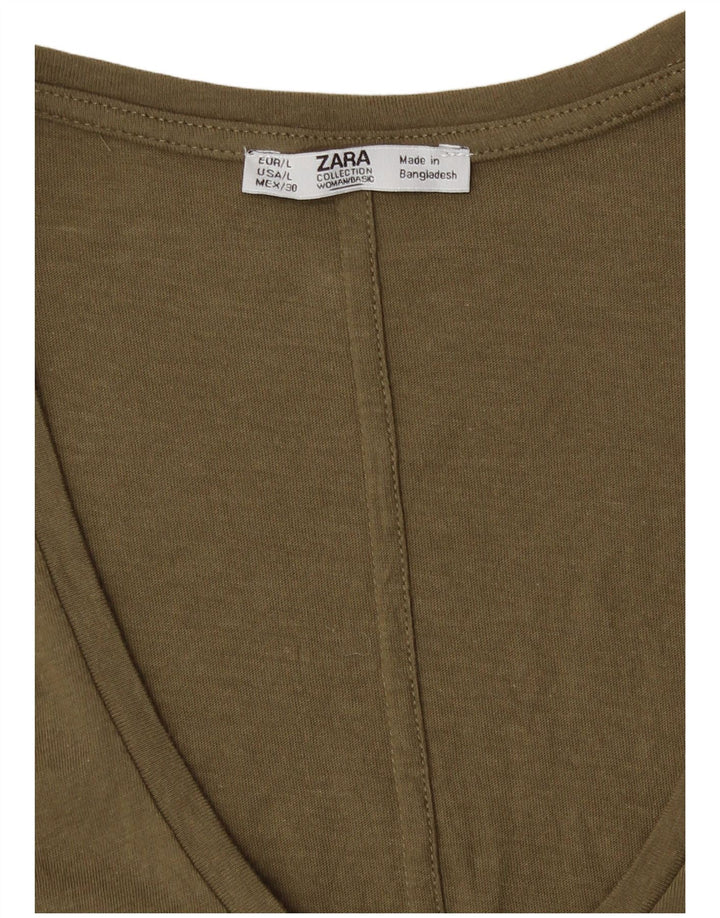 Zara Γυναικείο T-Shirt Top UK 16 Large Khaki