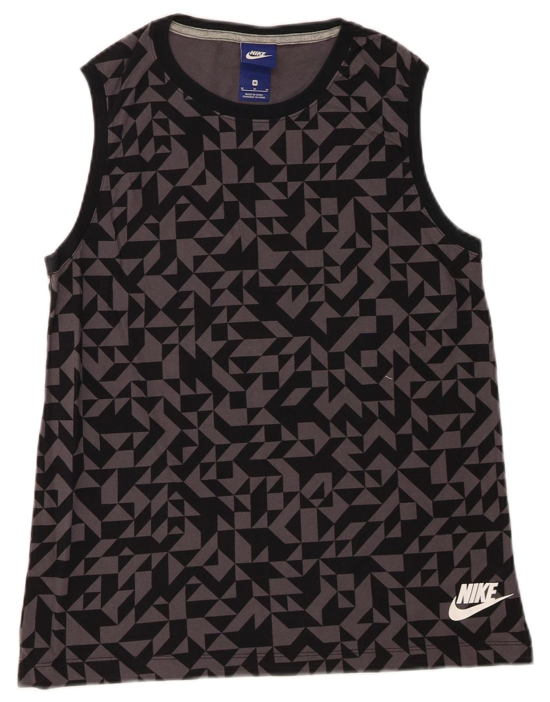 NIKE Womens Vest Top UK 12 Medium Black Geometric
