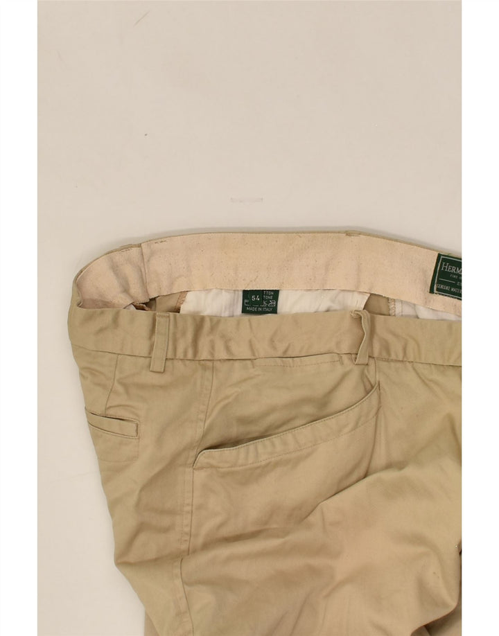VINTAGE Mens Straight Casual Trousers W34 L28 Beige Cotton | Vintage Vintage | Thrift | Second-Hand Vintage | Used Clothing | Messina Hembry 