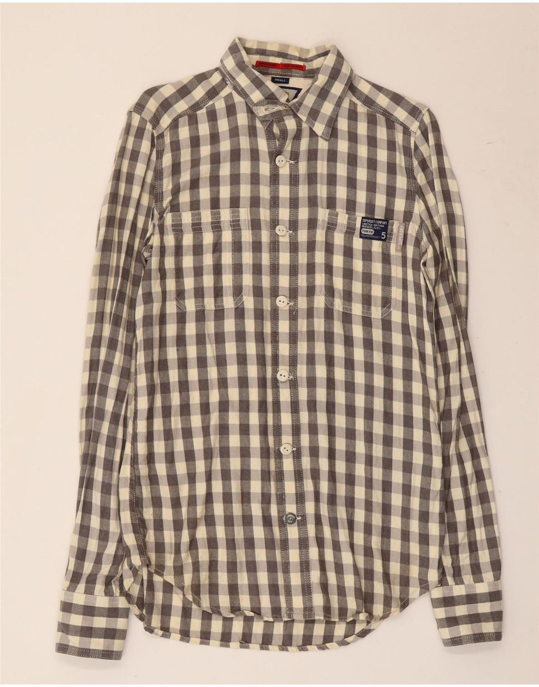 Ανδρικό πουκάμισο Superdry Flannel Μικρό Γκρι βαμβακερό Gingham