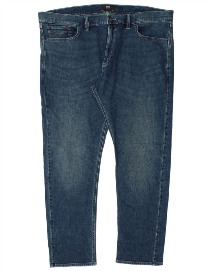 Marks & Spencer Ανδρικό Slim Jeans W42 L29 Μπλε βαμβακερό