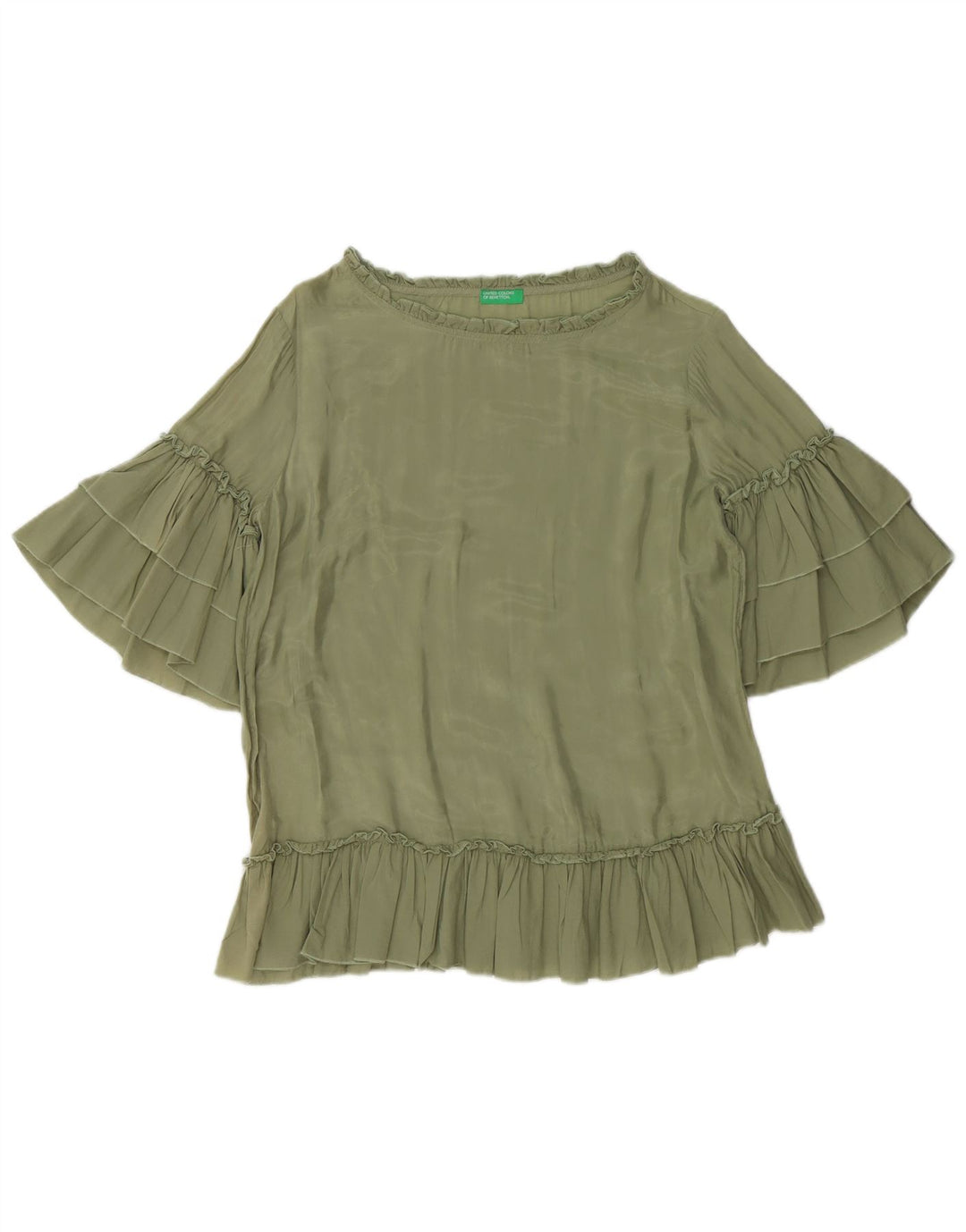 BENETTON Γυναικεία Μπλούζα Oversized Top UK 10 Small Green Cupro