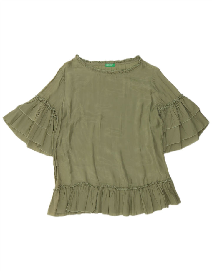 BENETTON Γυναικεία Μπλούζα Oversized Top UK 10 Small Green Cupro