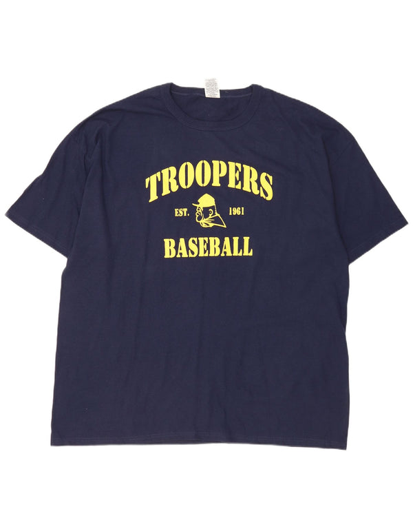 Russell Athletic Mens Troopers Graphic T-shirt Top 2XL Navy Blue