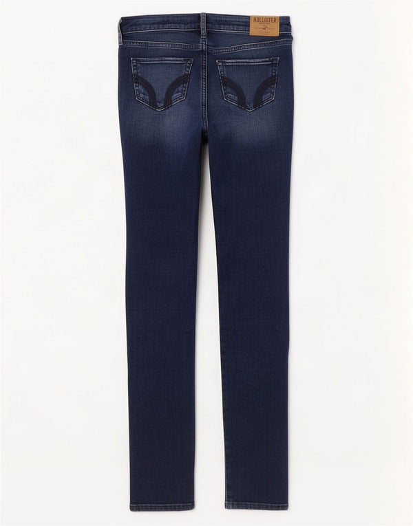 Hollister Womens Distressed Skinny Jeans US 0 XS W24 L31 Navy Blue Cotton