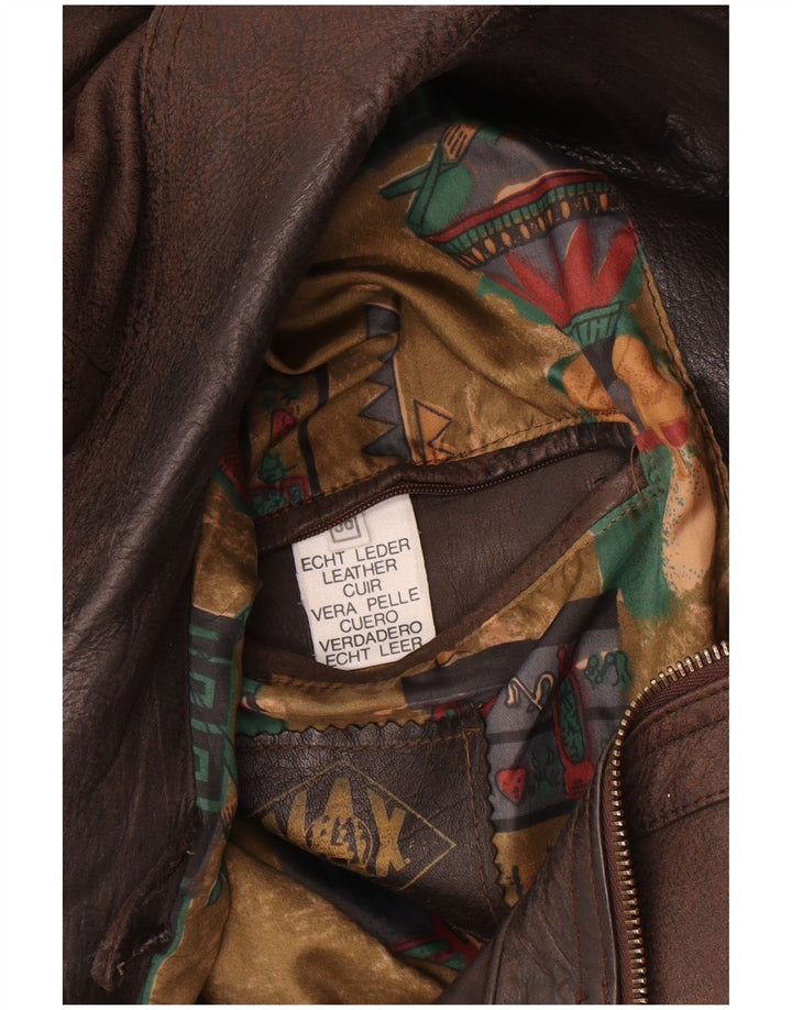 Vintage Ανδρικό Bomber Δερμάτινο Μπουφάν IT 56 3XL Καφέ Δερμάτινο