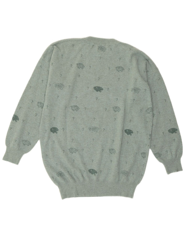 Γυναικείο Krizia Poi Graphic Crew Neck Jumper UK 18 XL Green Wool