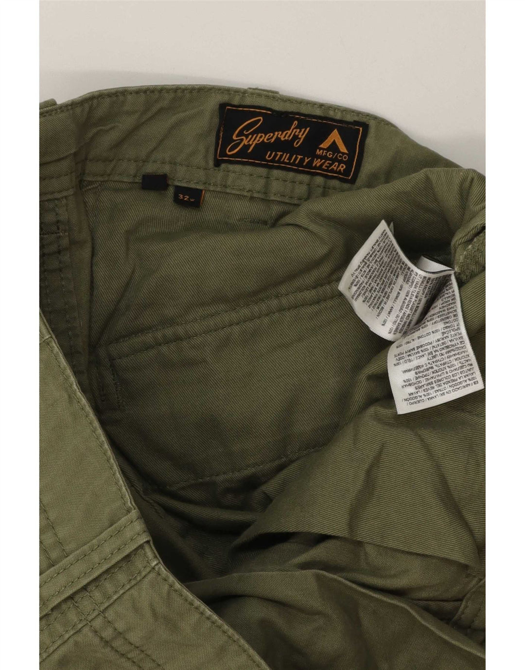 Ανδρικό σορτς Cargo Superdry W32 Μεσαίο πράσινο βαμβακερό