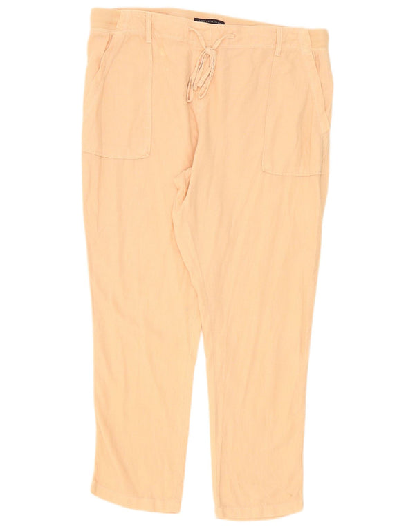 Marks & Spencer Γυναικεία Slim Casual Παντελόνια UK 16 Large W36 L28 Pink Linen
