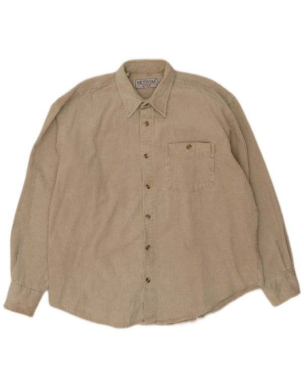Vintage Ανδρικό Κοτλέ Πουκάμισο Μέγεθος 43/44 XL Μπεζ βαμβακερό