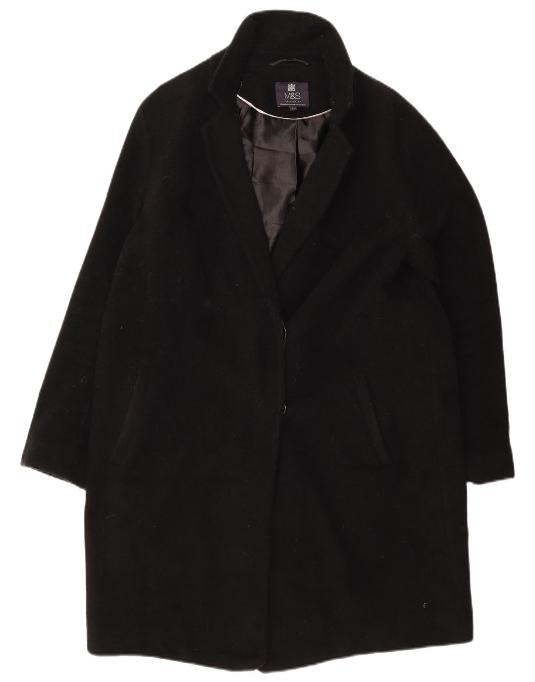 Marks & Spencer Γυναικείο Πανωφόρι UK 14 Large Black Wool