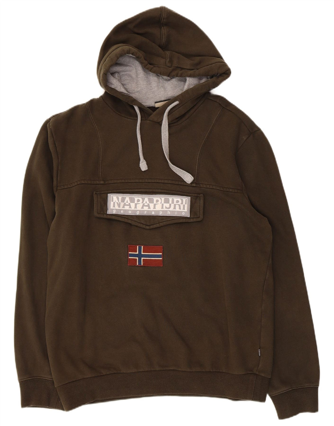 NAPAPIJRI Ανδρικό Geographic Graphic Hoodie Jumper Μεγάλο Χακί Βαμβάκι