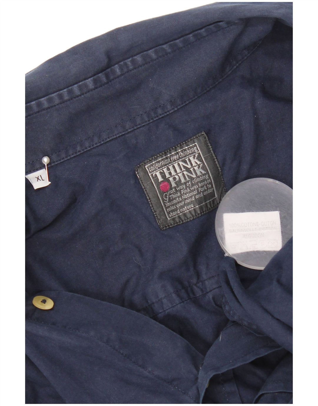 Σκεφτείτε Pink Ανδρικό πουκάμισο XL Navy Blue Cotton