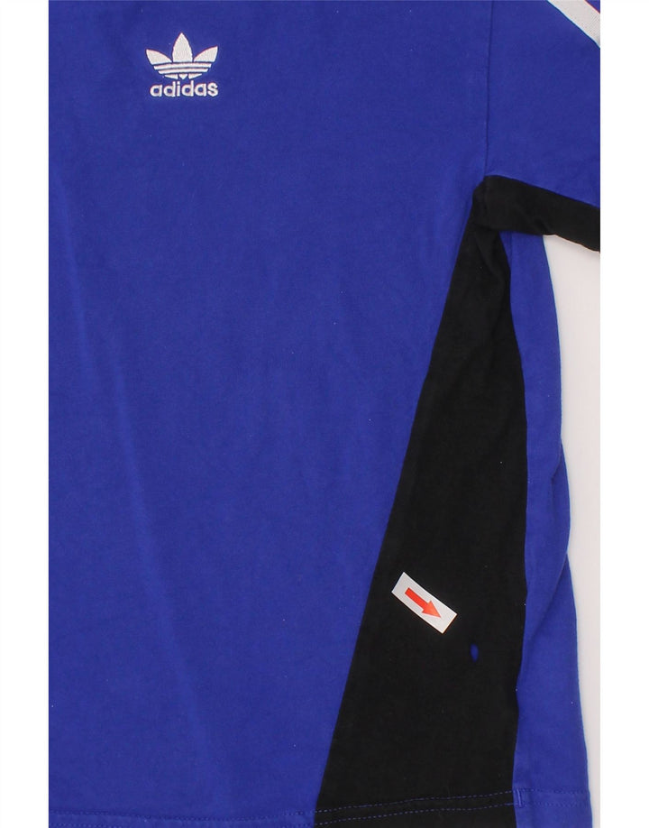 ADIDAS Boys T-shirt Top 5-6 Years Blue Colourblock Βαμβακερό