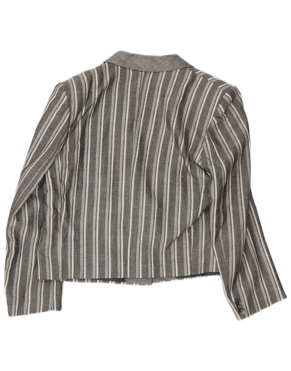 Vintage γυναικείο σακάκι σακάκι με κουμπιά 1 κουμπάκι UK 12 μεσαίο γκρι ριγέ