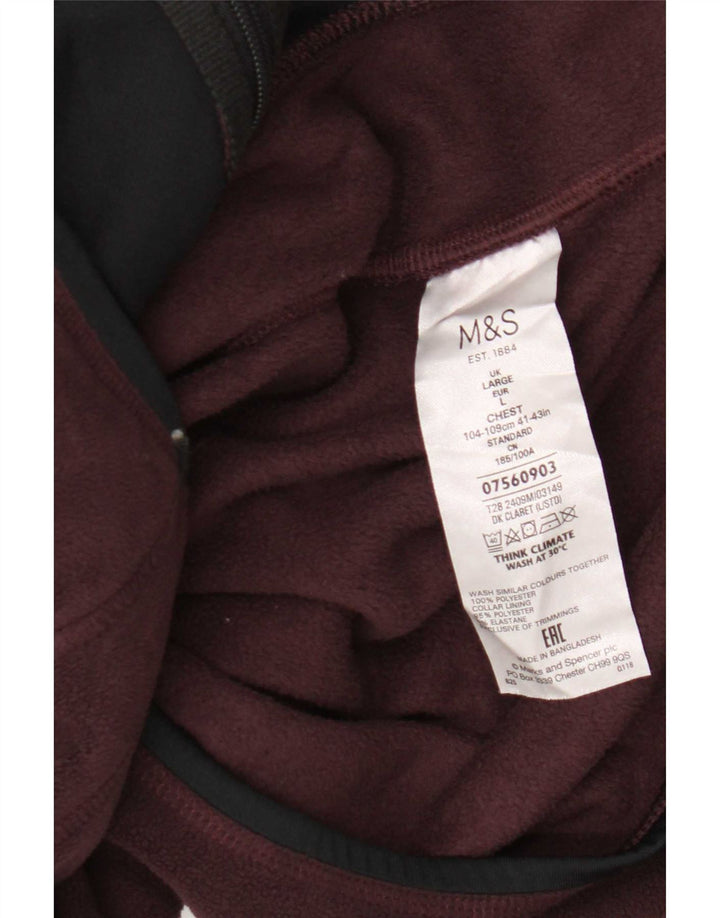 Marks & Spencer Ανδρικό Fleece Jacket UK 40 Large Burgundy Polyester