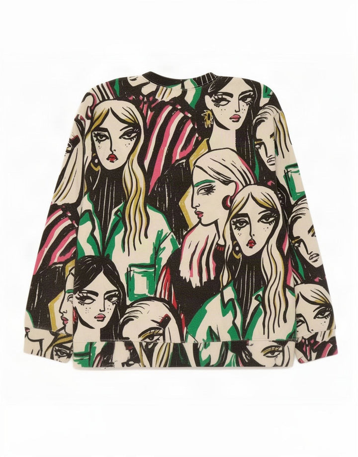 Zara Γυναικείο Φούτερ γραφικό Jumper UK 14 Medium Πολύχρωμο