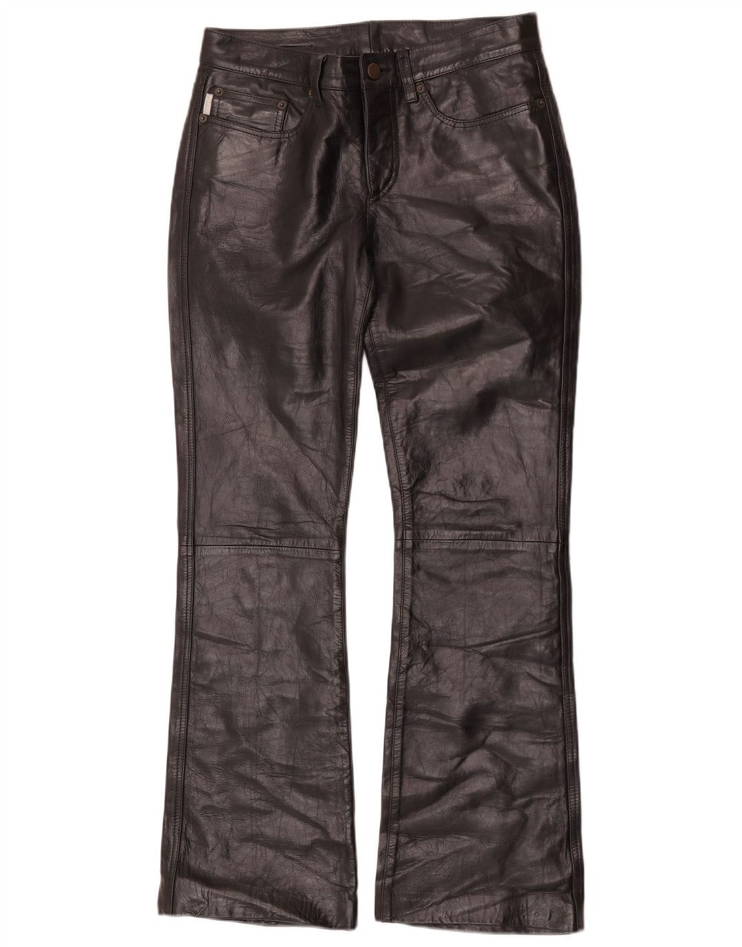 Iceberg Γυναικείο Bootcut Δερμάτινο Παντελόνι W27 L29 Μαύρο Δερμάτινο