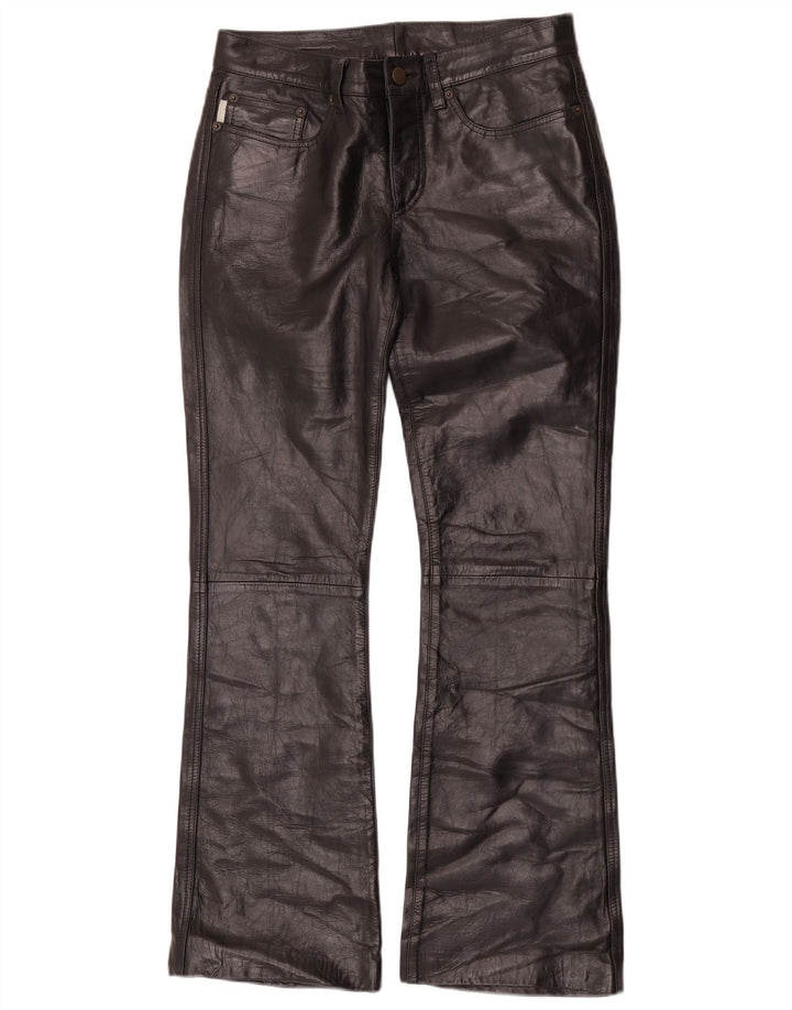 Iceberg Γυναικείο Bootcut Δερμάτινο Παντελόνι W27 L29 Μαύρο Δερμάτινο