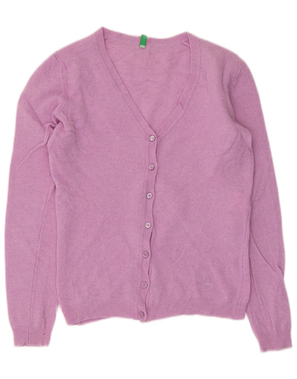 Γυναικείο πουλόβερ Benetton Crop Cardigan UK 10 Small Pink Virgin Wool