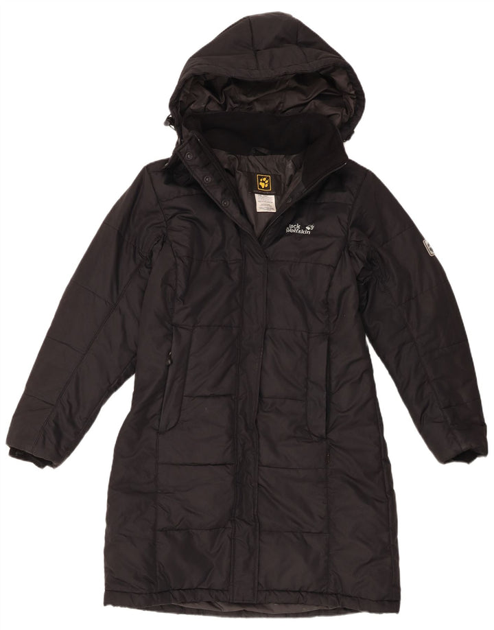 Jack Wolfskin Γυναικείο παλτό με κουκούλα UK 10 μικρό μαύρο πολυεστέρα