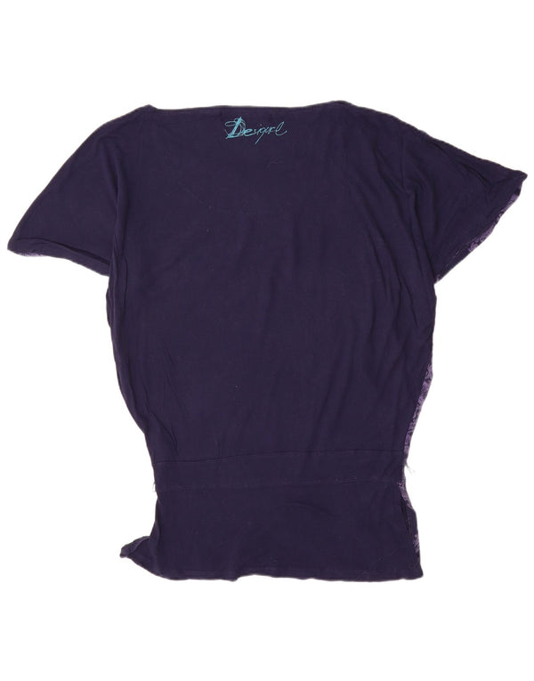 Desigual Γυναικεία Μπλούζα Μπλουζάκι Τοπ UK 10 Small Navy Blue Viscose