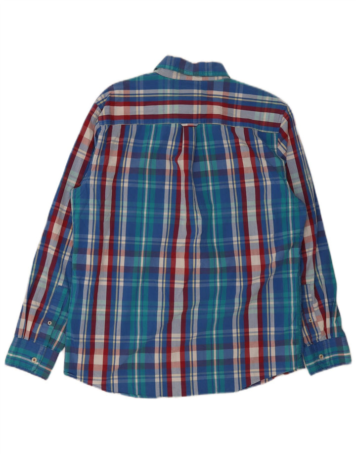 Chaps Ανδρικό πουκάμισο Easy Care Medium Blue Check Cotton