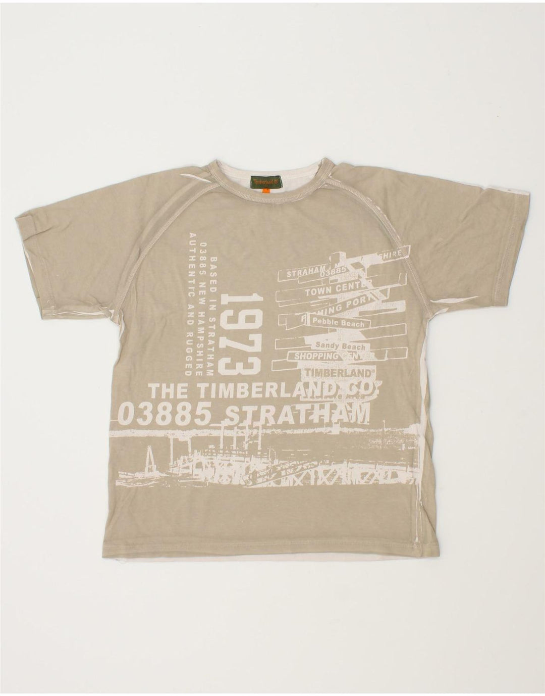 TIMBERLAND Boys Graphic T-Shirt Top 9-10 Years Beige Vintage Timberland and Second-Hand Timberland from Messina Hembry 
