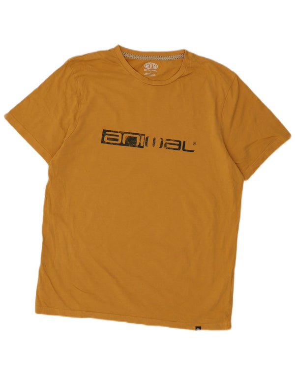 Ανδρικό γραφικό T-Shirt Animal Top Μεσαίο κίτρινο βαμβακερό