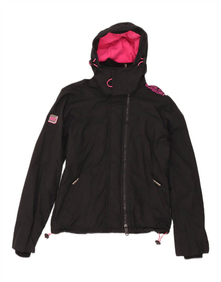 Superdry Γυναικείο Windcheater Hooded Windbreaker Jacket UK 14 Medium Black