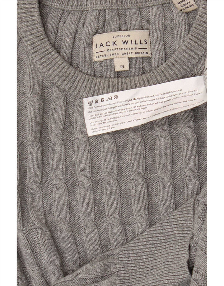 Jack Wills Ανδρικό πουλόβερ με λαιμόκοψη μεσαίου γκρι βαμβακερό