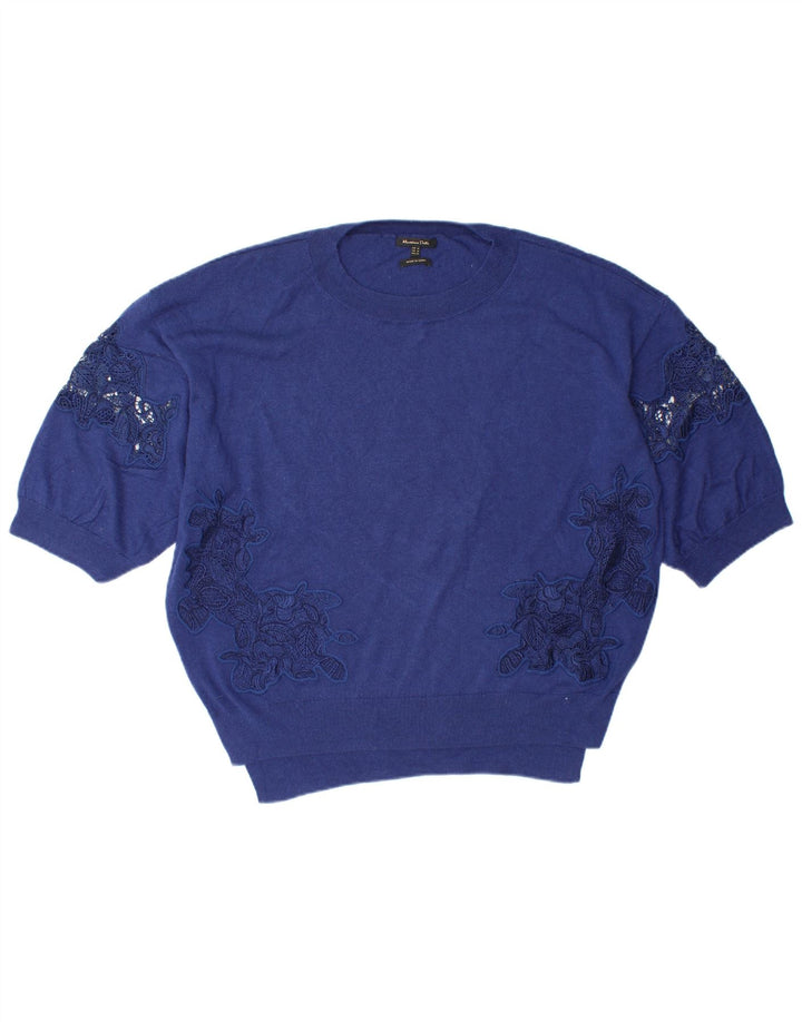 MASSIMO DUTTI Γυναικείο πουλόβερ υπερμεγέθη Crew Neck Jumper UK 14 Medium Blue