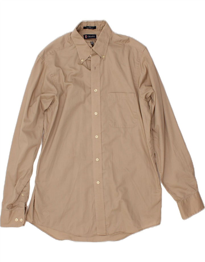 CHAPS Mens Shirt Size 15 1/2  Medium Beige Cotton Vintage Chaps and Second-Hand Chaps from Messina Hembry 