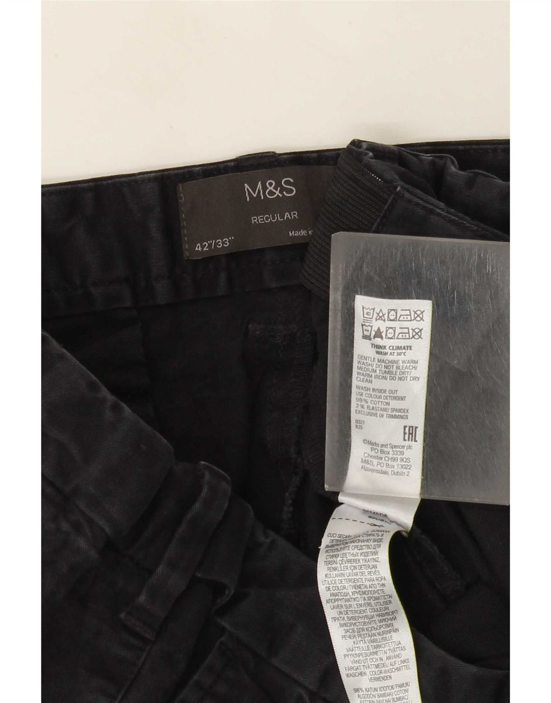 Ανδρικό ίσιο παντελόνι Chino Marks & Spencer W42 L33 Navy Blue