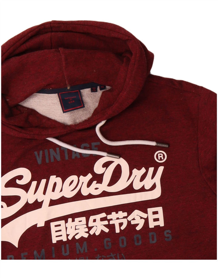 Ανδρικό γραφικό κουκούλα SUPERDRY XL Maroon Cotton