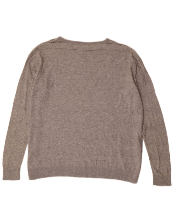 Cos Mens Loose Fit Boat Neck Jumper Sweater Small Grey Cotton